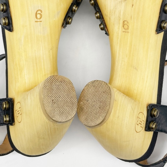 Flogg Wooden Black Leather Clog Sandals.  Size 6 - Picture 9 of 9